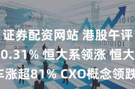 证券配资网站 港股午评：恒指涨0.31% 恒大系领涨 恒大汽车涨超81% CXO概念领跌 药明生物跌超6%