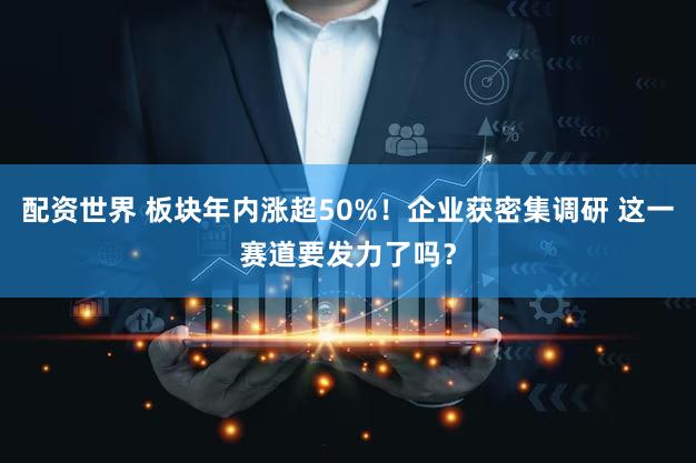 配资世界 板块年内涨超50%！企业获密集调研 这一赛道要发力了吗？